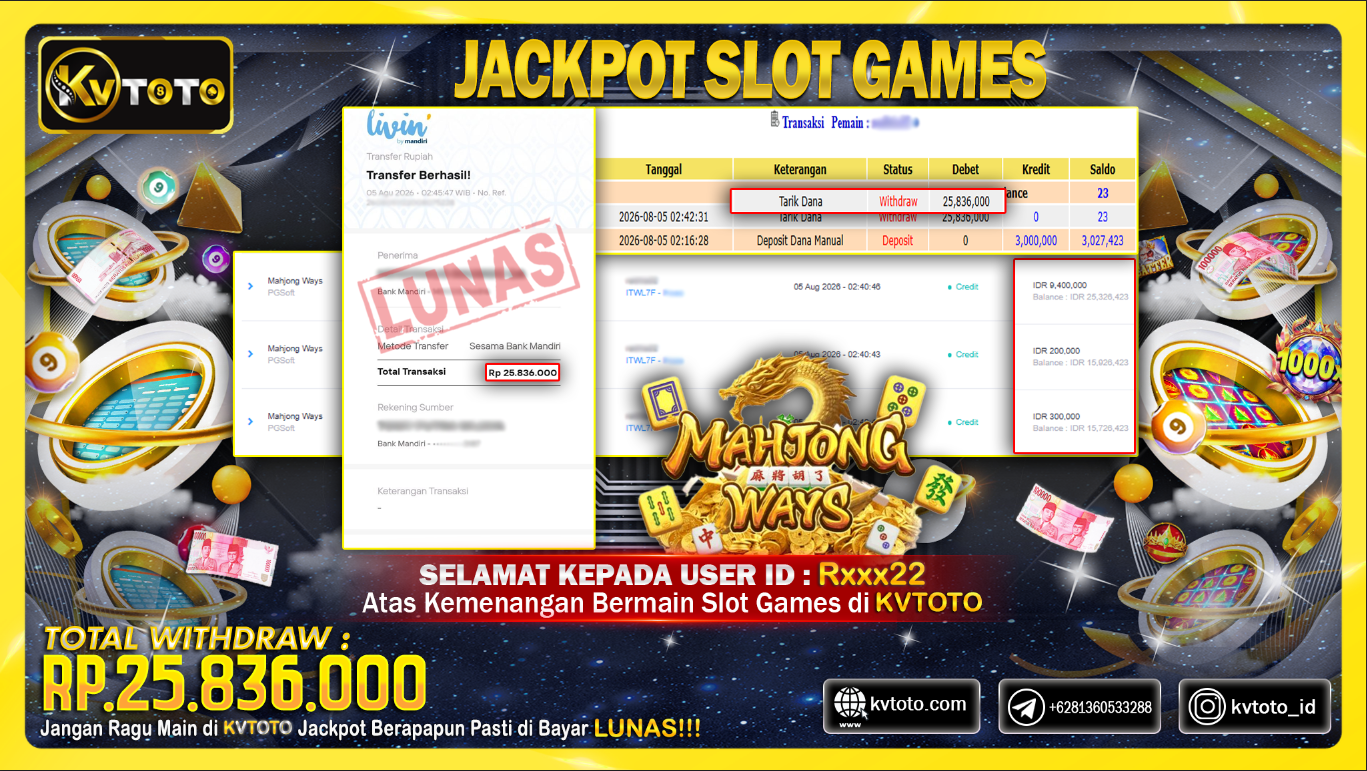 ✨ JACKPOT Di PERMAINAN MAHJONG WAYS ✨