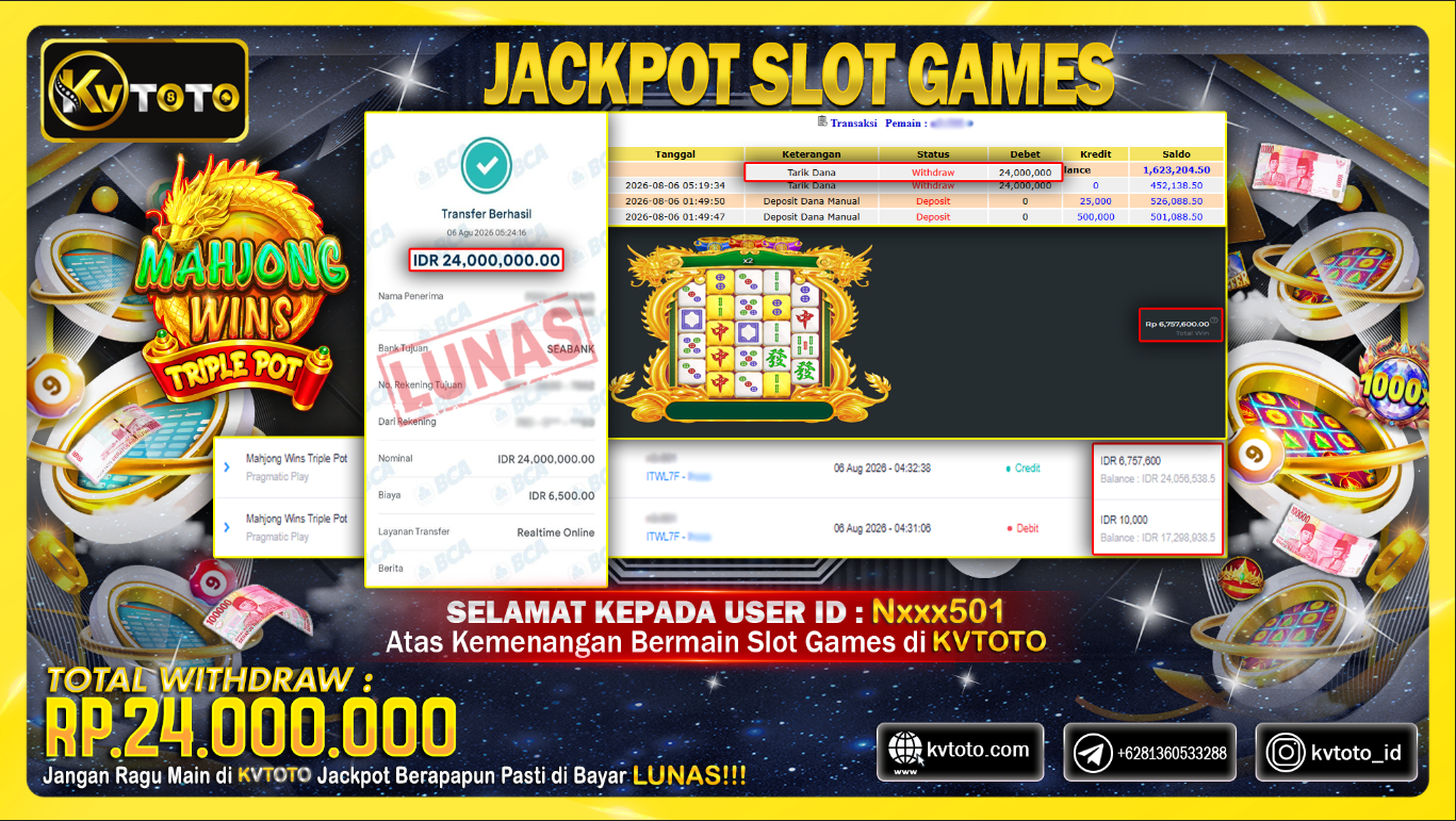 ✨ JACKPOT Di SLOT MAHJONG WINS TRIPLE POT✨