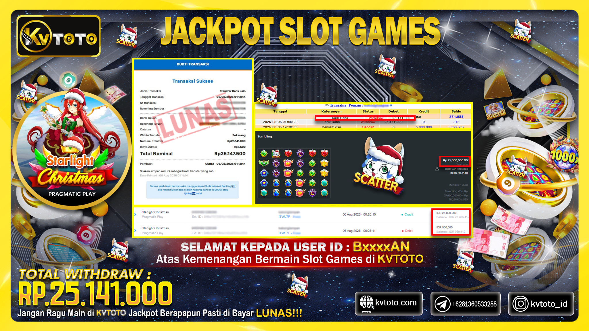 ✨ JACKPOT Di SLOT STARLIGHT CHRISTMAS✨