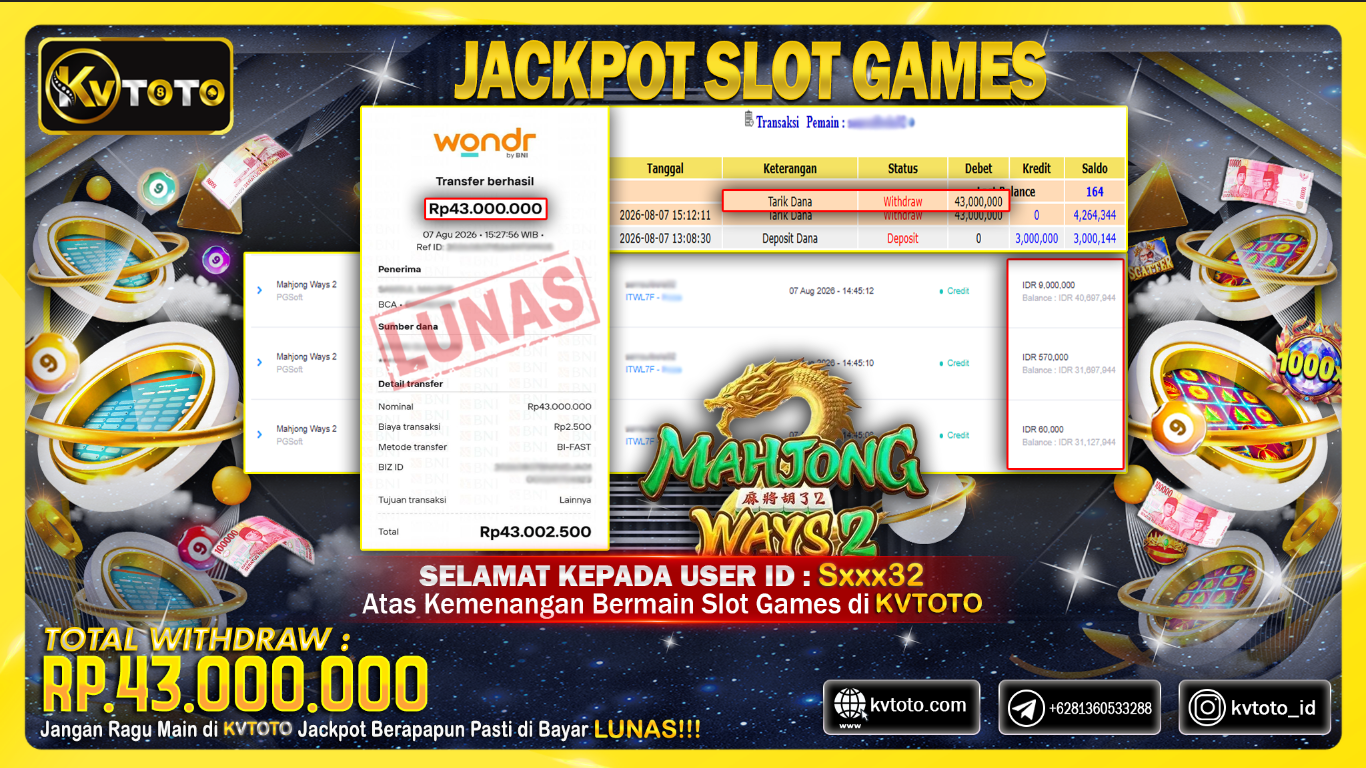 ✨ JACKPOT Di PERMAINAN MAHJONG WAYS 2✨