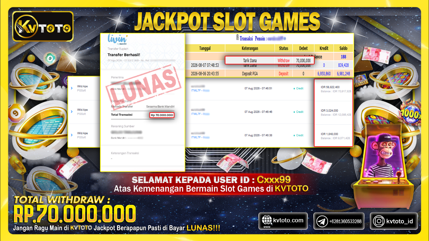 ✨ JACKPOT Di PERMAINAN WILD APE ✨
