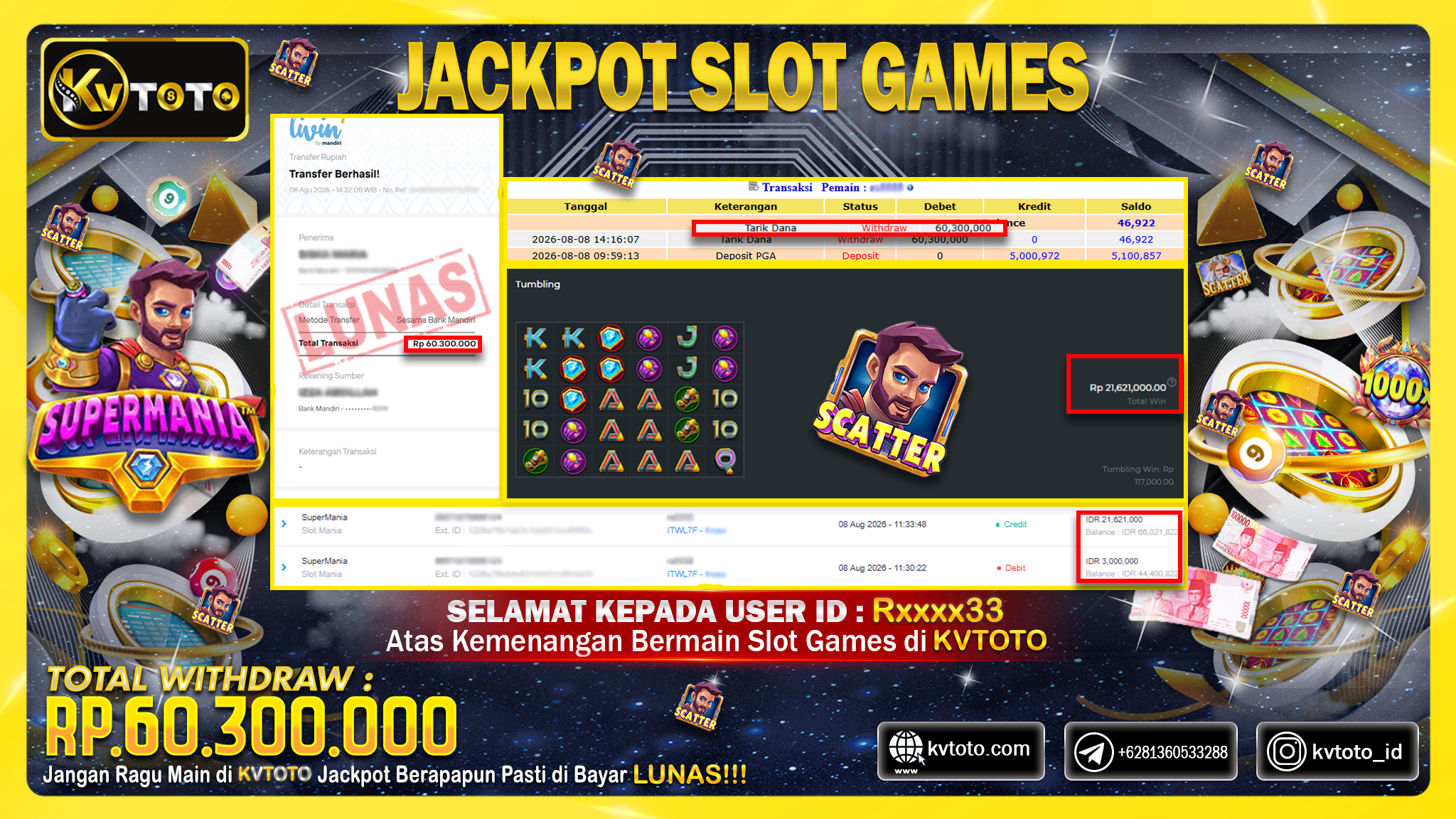 ✨ JACKPOT Di PERMAINAN  SUPERMANIA ✨