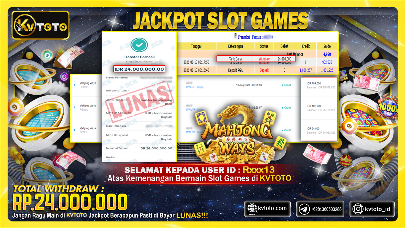 ✨ JACKPOT Di PERMAINAN MAHJONG WAYS ✨