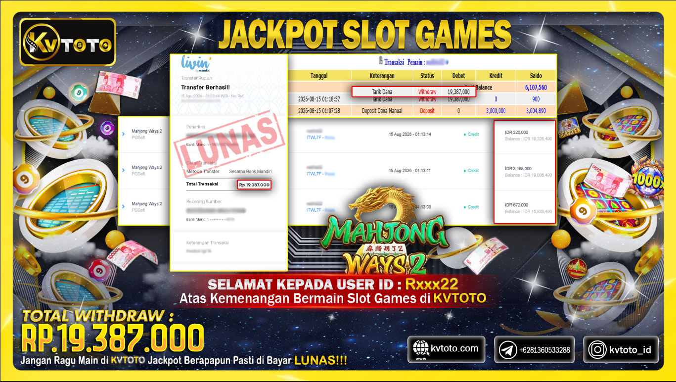 ✨ JACKPOT Di PERMAINAN MAHJONG WAYS 2✨