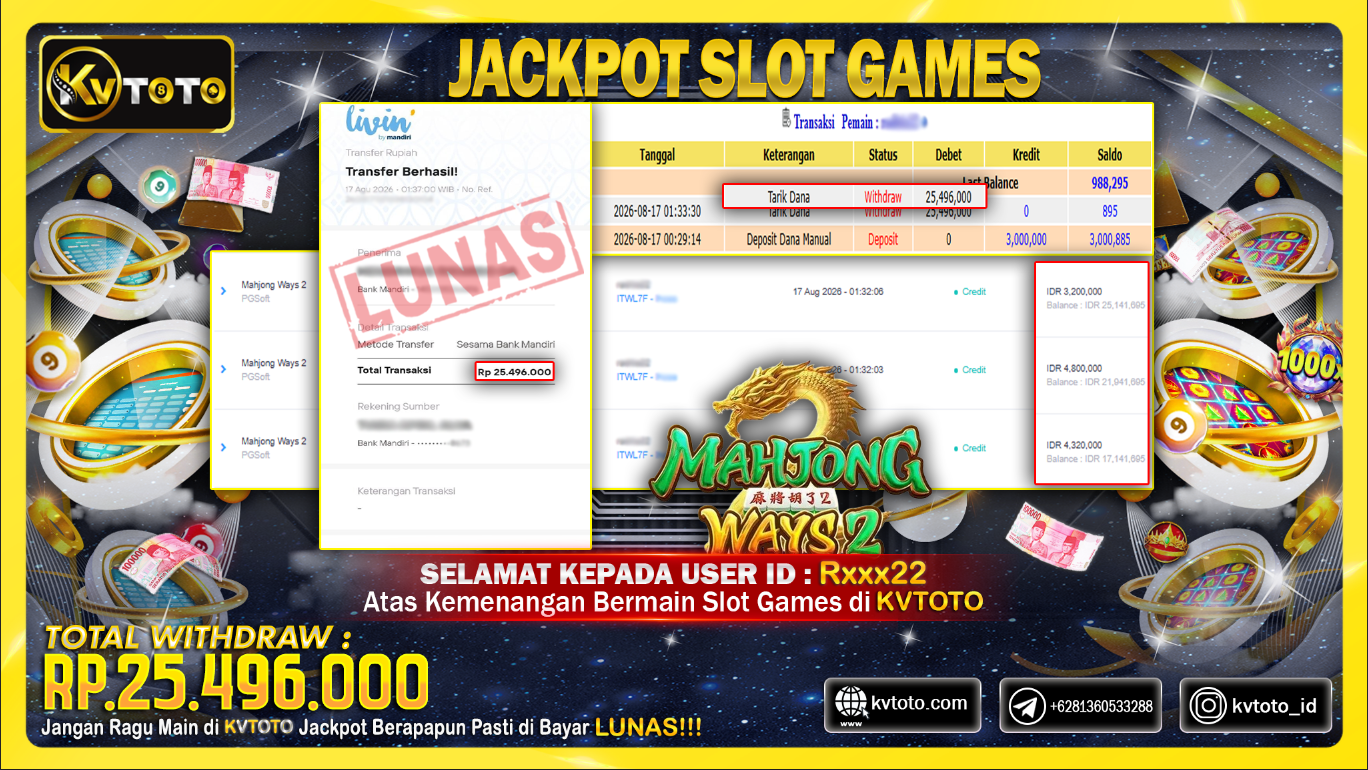 ✨ JACKPOT Di PERMAINAN MAHJONG WAYS 2✨