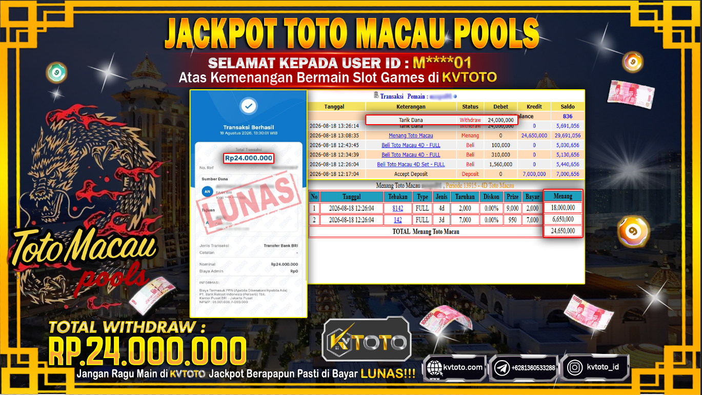 ✨ JACKPOT Di TOTOMACAU POOLS✨