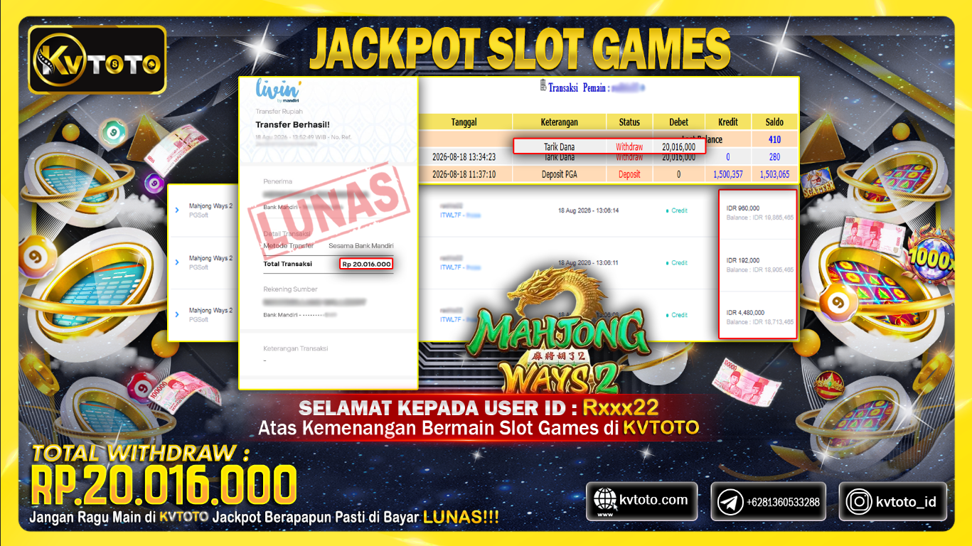 ✨ JACKPOT Di PERMAINAN MAHJONG WAYS 2✨