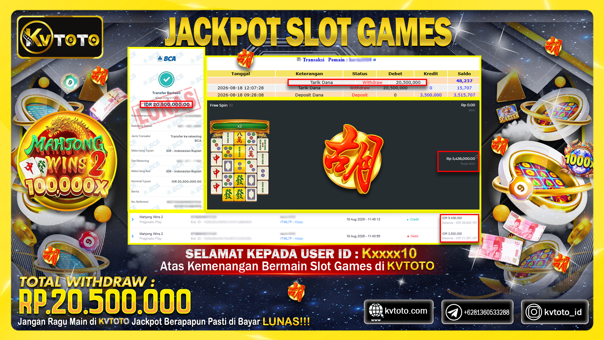 ✨ JACKPOT Di PERMAINAN MAHJONG WINS 2✨
