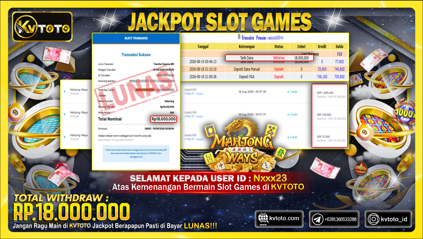 ✨ JACKPOT Di PERMAINAN MAHJONG WAYS ✨