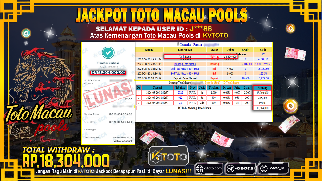 ✨ JACKPOT Di TOTOMACAU POOLS  ✨