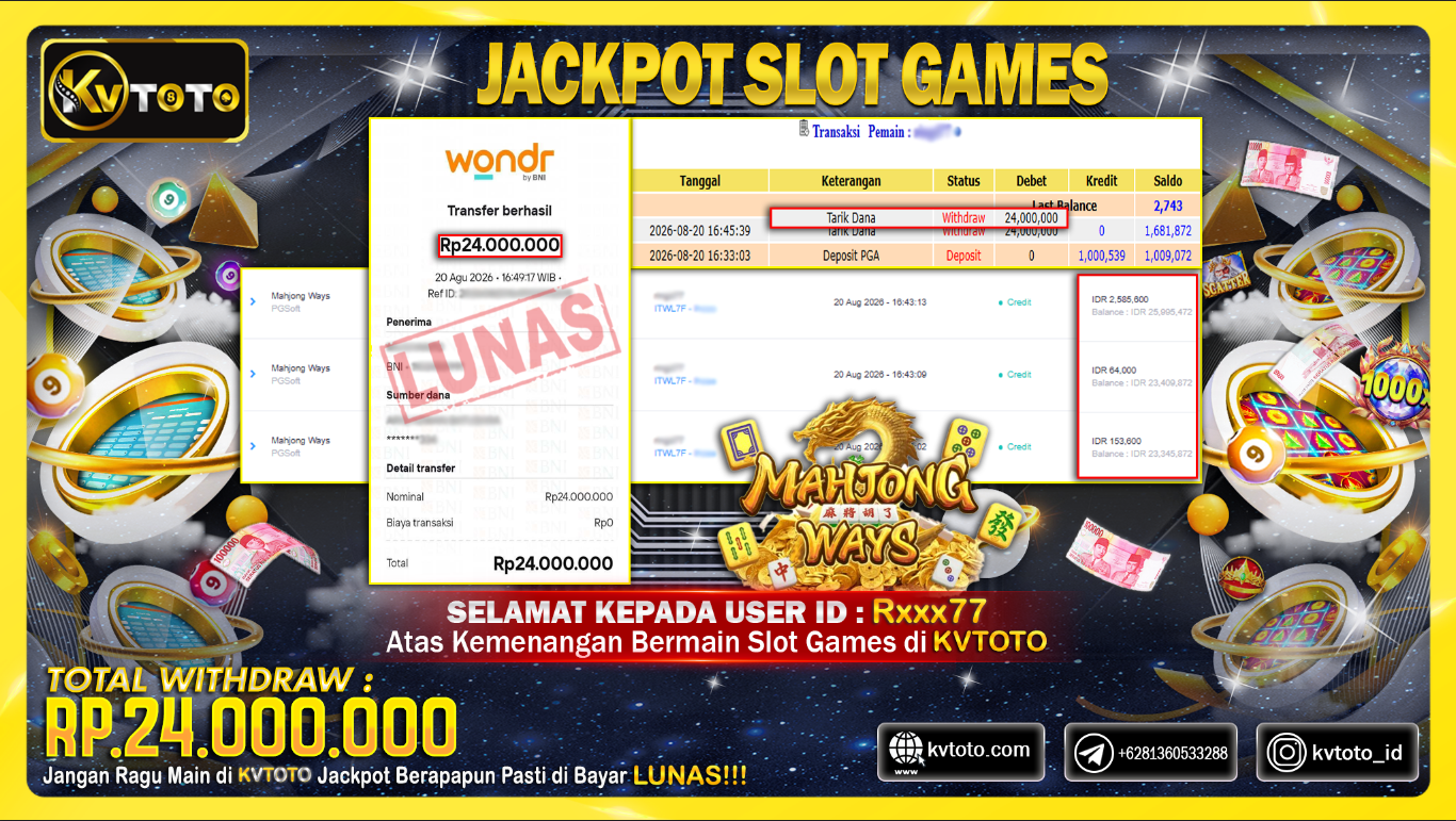 ✨ JACKPOT Di PERMAINAN MAHJONG WAYS ✨