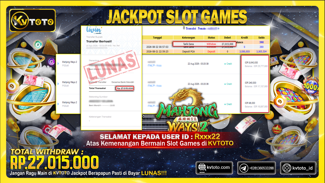 ✨ JACKPOT Di PERMAINAN MAHJONG WAYS 2 ✨