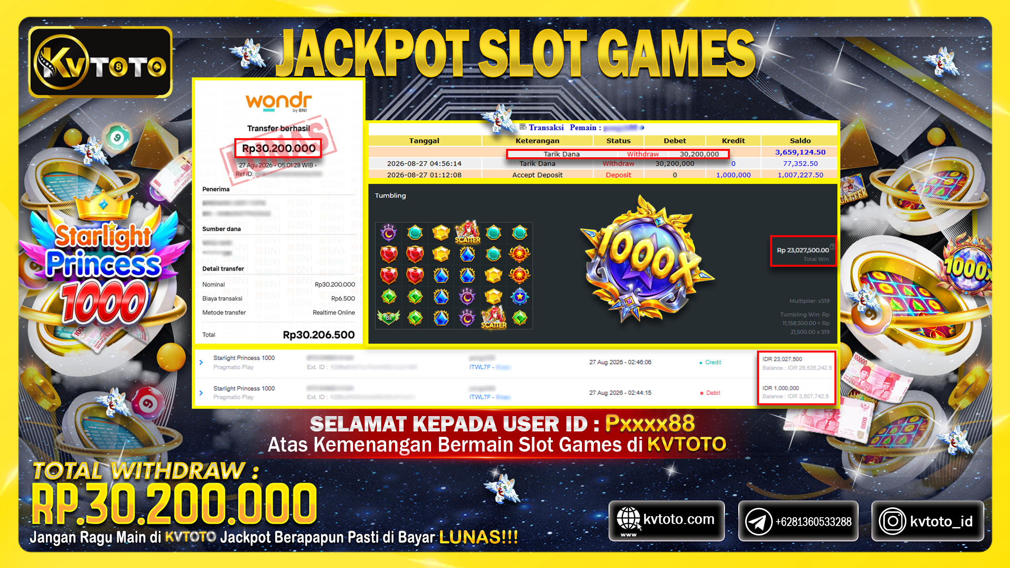 ✨ JACKPOT Di PERMAINAN STARLIGHT PRINCESS 1000 ✨
