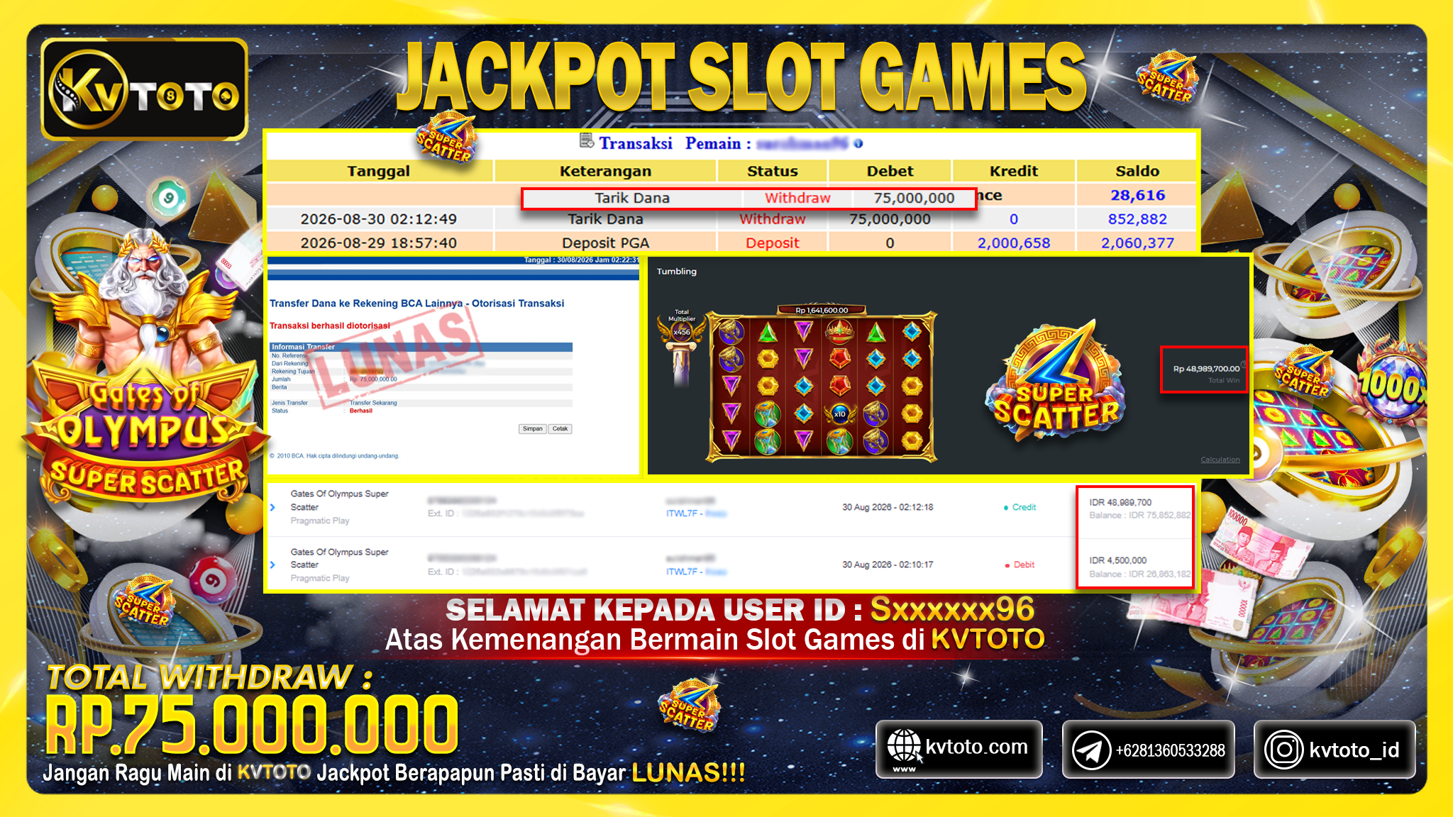 ✨ JACKPOT Di PERMAINAN GATES OF OLYMPUS  SUPER SCATTER✨