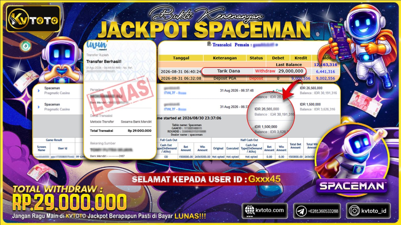 ✨ JACKPOT Di PERMAINAN SPACEMAN✨