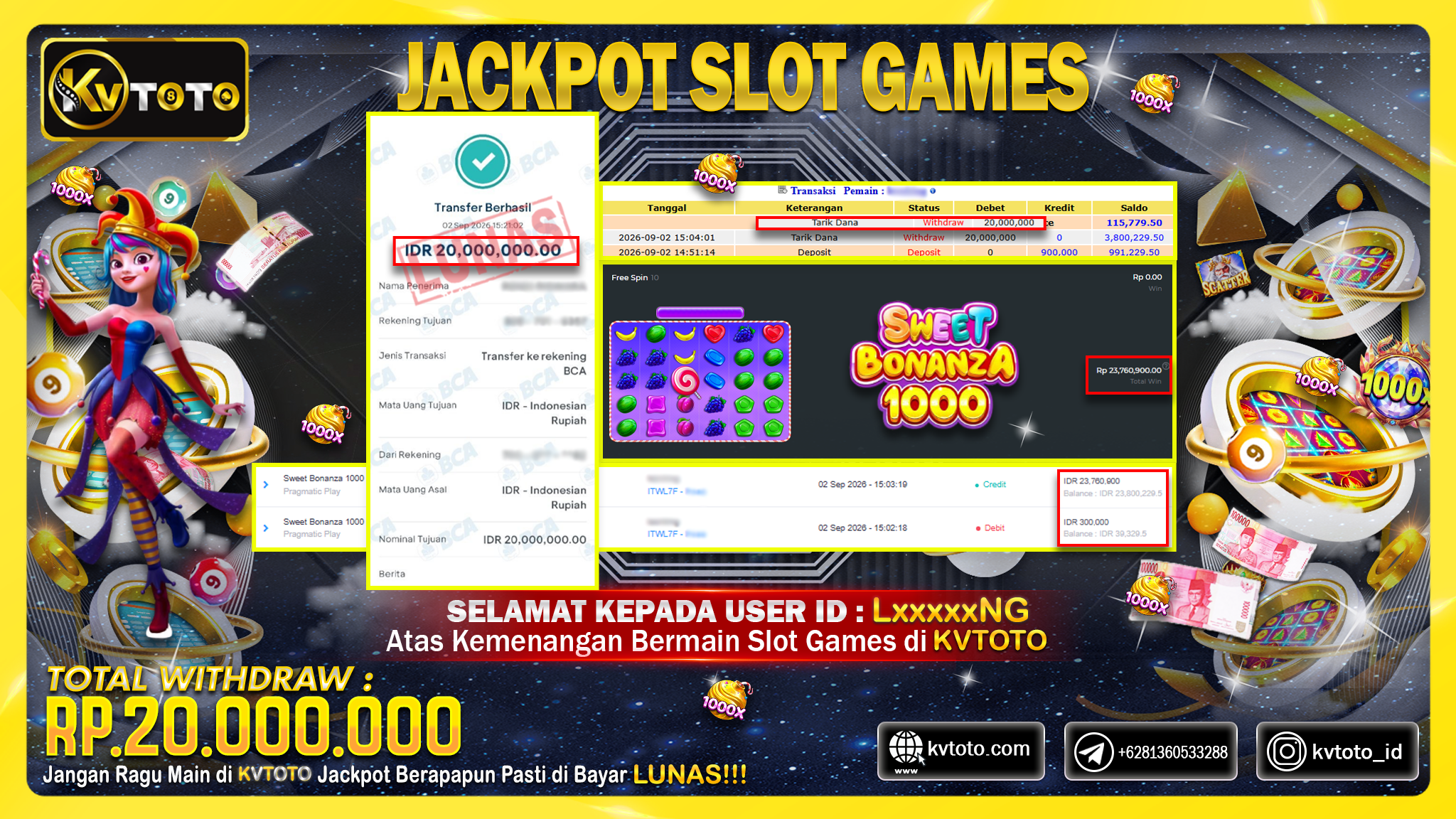 ✨ JACKPOT Di PERMAINAN SWEET BONANZA 1000✨