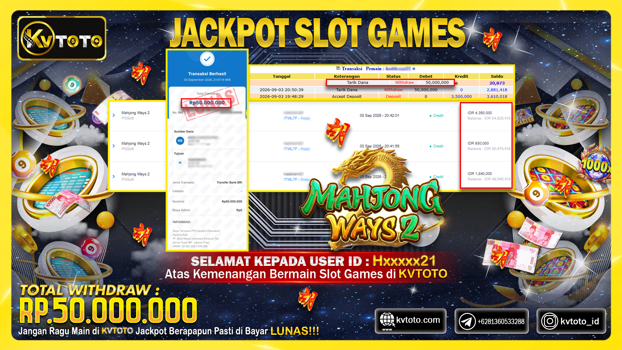 ✨ JACKPOT Di PERMAINAN MAHJONG WAYS 2✨